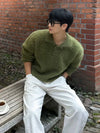 RT No. 48026 GREEN MOHAIR COLLAR SWEATER