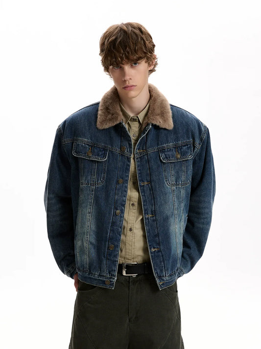 RT No. 40611 FLEECE COLLAR DENIM JACKET