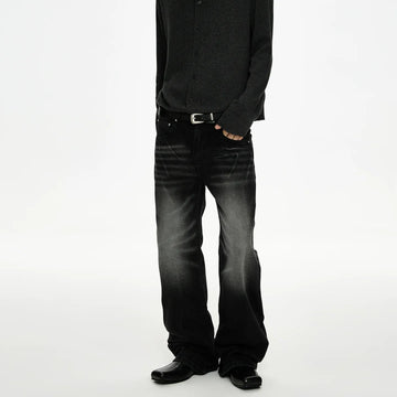 RT No. 50028 BLACK WASHED STRAIGHT DENIM JEANS