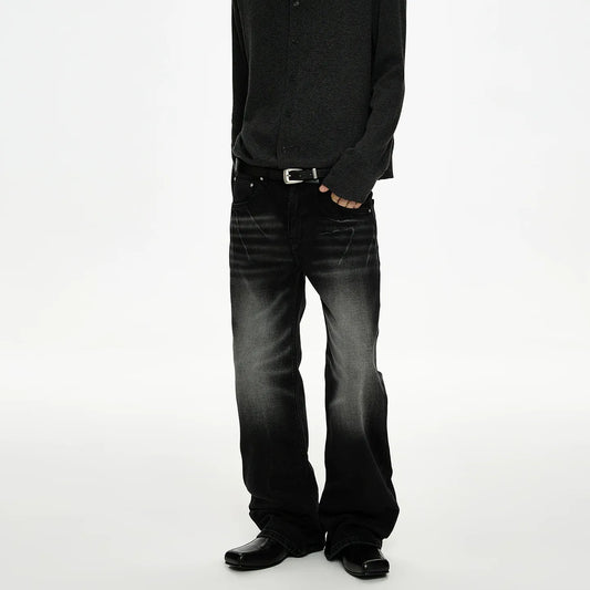 RT No. 50028 BLACK WASHED STRAIGHT DENIM JEANS