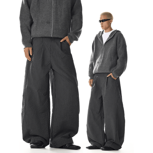 RT No. 32010 PLEATED PLAID SCIMITAR STRAIGHT PANTS