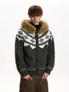 RT No. 50014 KNITWEAR DIAMOND FUR HOODIE