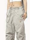 RTK (W) No. 3181 DRAWSTRING NYLON STRAIGHT PANTS