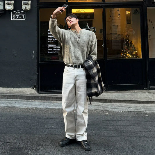 RT No. 33011 KNITWEAR HENLEY COLLAR SWEATER