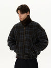 RT No. 59012 WOOLEN PLAID FUR COLLAR JACKET