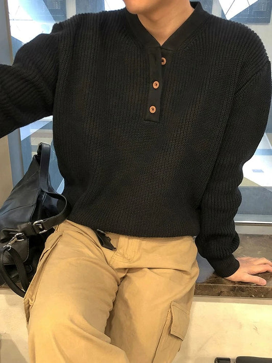 RT No. 32072 KNITWEAR HENLEY COLLAR SWEATER