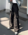 RT No. 9813 BLACK WIDE STRAIGHT PANTS