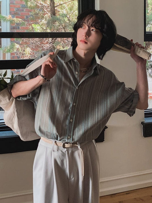 RT No. 12649 VERTICAL STRIPED BUTTON UP SHIRT