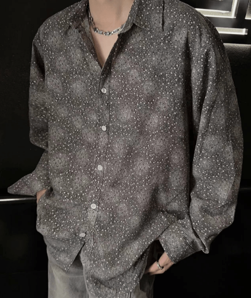 RT No. 9619 GRAY FLOWER SHIRT