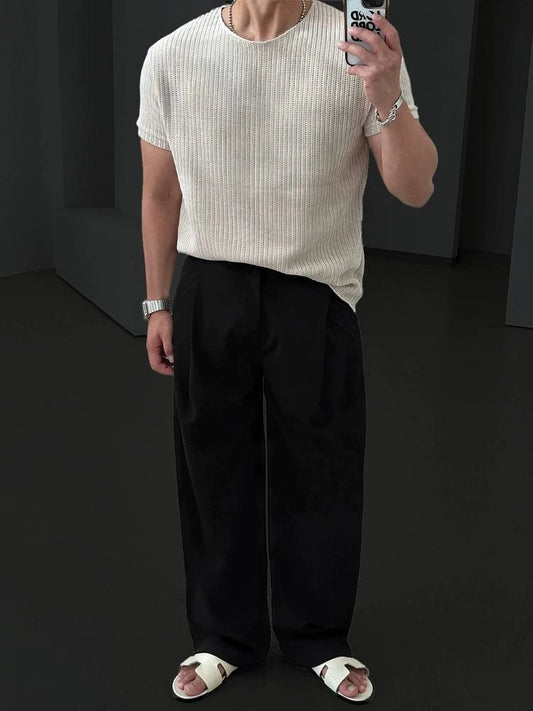 RT No. 11520 KNIT CREAM SHORT SLEEVE