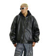 RT No. 11622 BLACK HOODED LEATHER JK