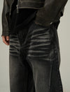 RT No. 10026 BLACK DENIM WIDE STRAIGHT JEANS