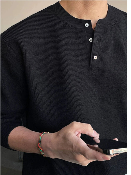 RT No. 18252 KNIT HENLEY COLLAR LONGSLEEVE