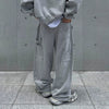 RT No. 11079 GRAY BUTTON-UP HOODIE & WIDE SWEATPANTS