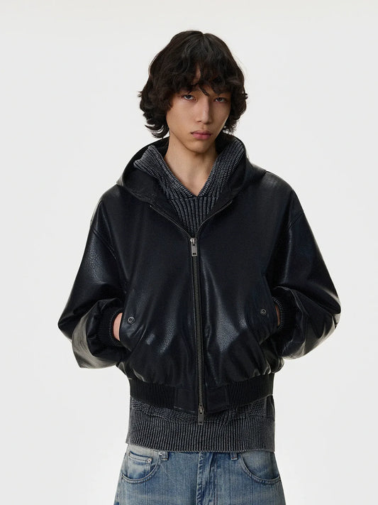 RT No. 50122 SILHOUETTE HOODED LEATHER JACKET