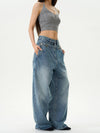 RT No. 12157 DOUBLE WAIST DENIM JEANS