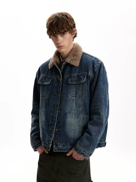 RT No. 40611 FLEECE COLLAR DENIM JACKET