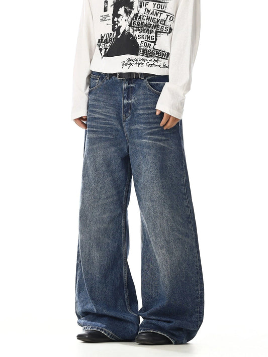 RT No. 32016 WHISKER WASH WIDE STRAIGHT JEANS