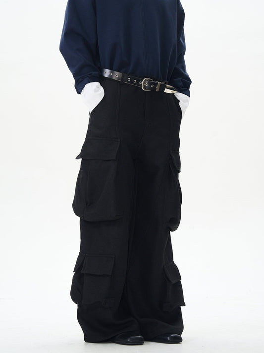 RT No. 12481 BLACK MULTI POCKET CARGO PANTS