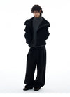 RT No. 25025 BLACK STRIPED PLEATED STRAIGHT PANTS