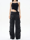 RT No. 12154 BLACK MULTI POCKET STRAIGHT JEANS