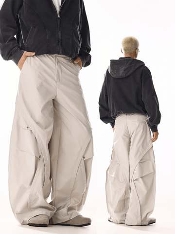 RT No. 19822 RECONSTRUCTED CREAM BAGGY STRAIGHT PANTS