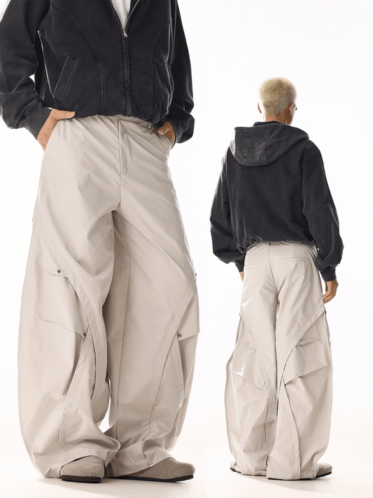RT No. 19822 RECONSTRUCTED CREAM BAGGY STRAIGHT PANTS