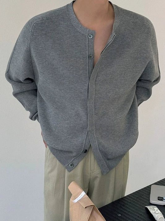 RT No. 32037 GRAY KNIT CARDIGAN SWEATER