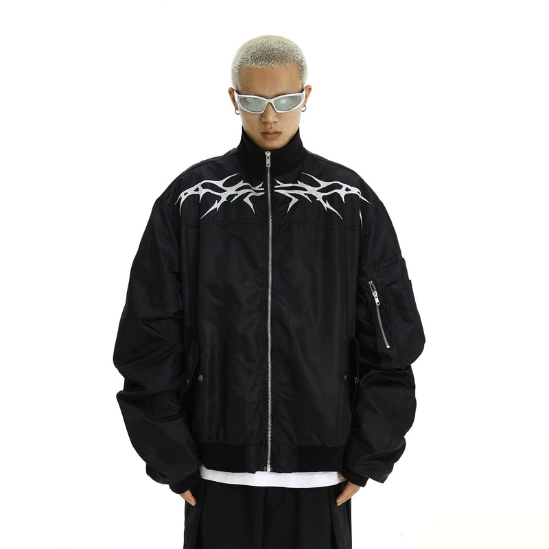 RT No. 10379 EMBROIDERED ZIP-UP BOMBER JK