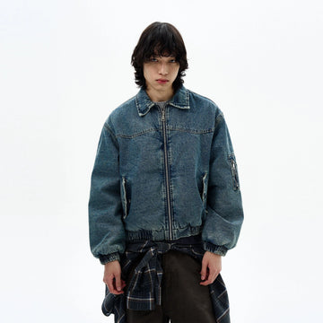 RT No. 32521 QUILTED DENIM ZIP JACKET