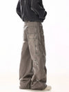 RT No. 19815 BROWN-GRAY DISTRESSED CARGO STRAIGHT PANTS