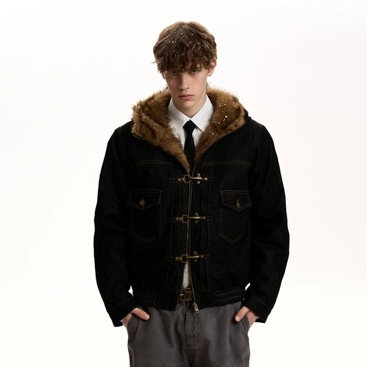 RT No. 41999 KNIGHT BUCKLE FUR DENIM JACKET