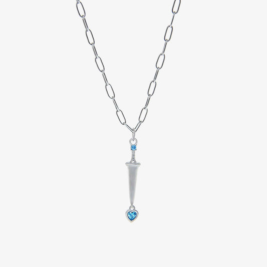 BLUE DAGGER SWORD PENDANT NECKLACE