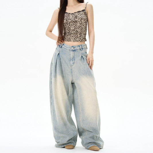 RT No. 12149 BLUE PLEATED DENIM JEANS