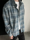 RT No. 11138 AZURE BLUE PLAID BUTTON-UP SHIRT