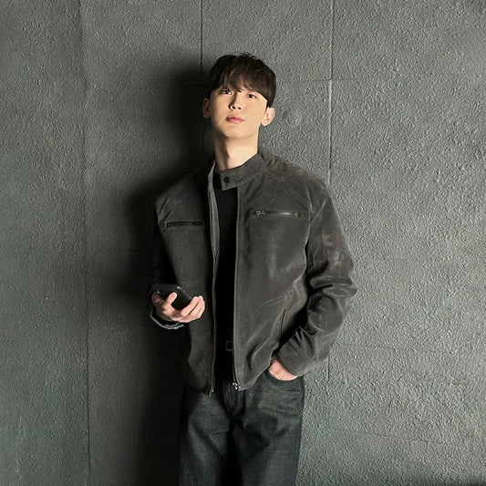 RT No. 32603 BIKER COLLAR LEATHER JACKET