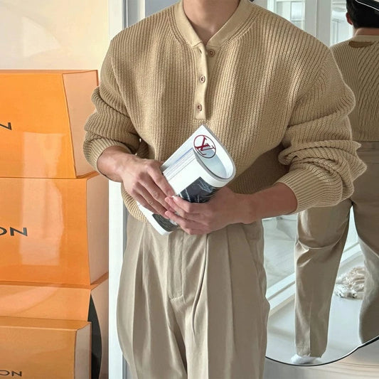 RT No. 32072 KNITWEAR HENLEY COLLAR SWEATER