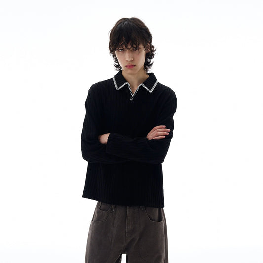 RT No. 25061 KNITWEAR STITCHED COLLAR SWEATER