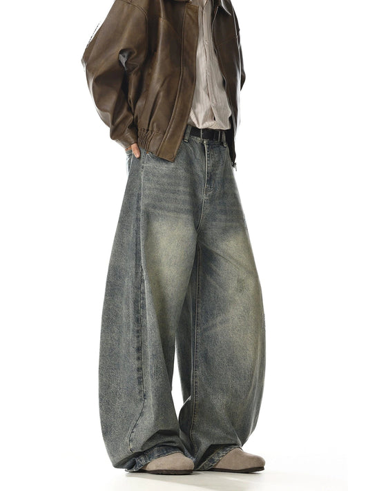 RT No. 28015 RETRO BLUE WIDE STRAIGHT DENIM JEANS