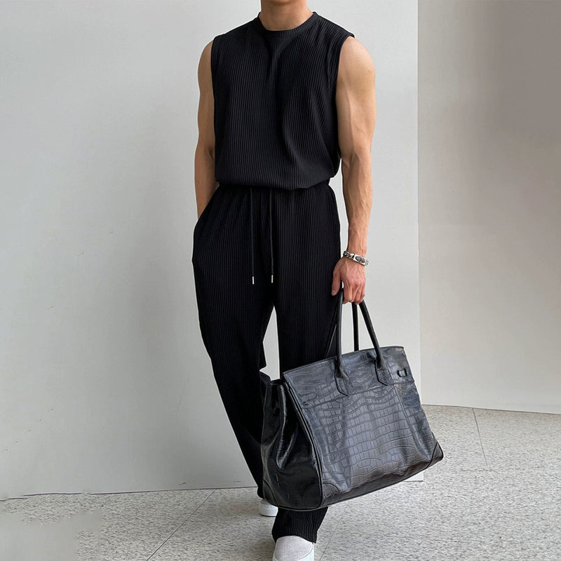 RT No. 11931 PLEATED SLEEVELESS SHIRT & WIDE DRAWSTRING PANTS