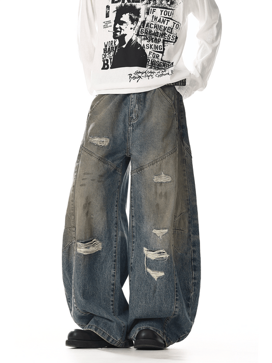 RT No. 32026 DISTRESSED MUD SCIMITAR JEANS