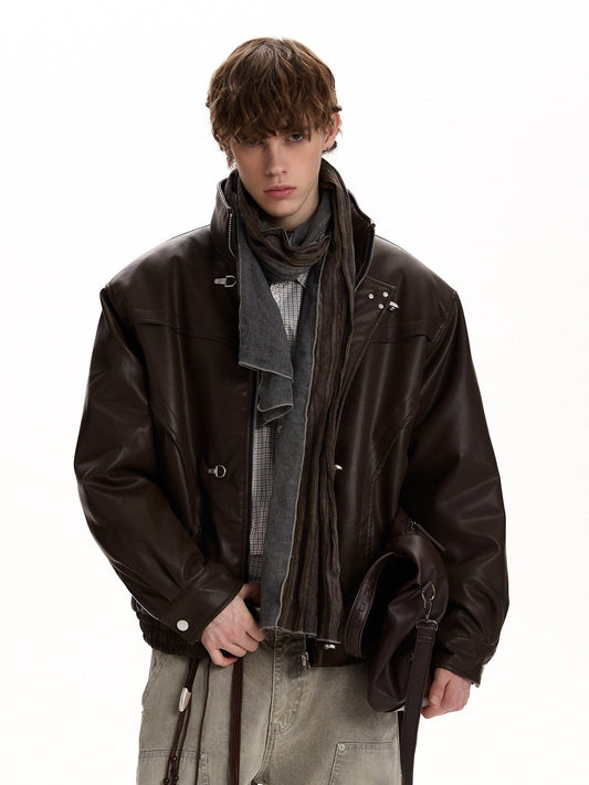 RT No. 58020 LEATHER KNIGHT BUCKLE COLLAR JACKET