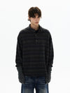 RT No. 50413 KNITWEAR STRIPED HENLEY COLLAR SWEATER