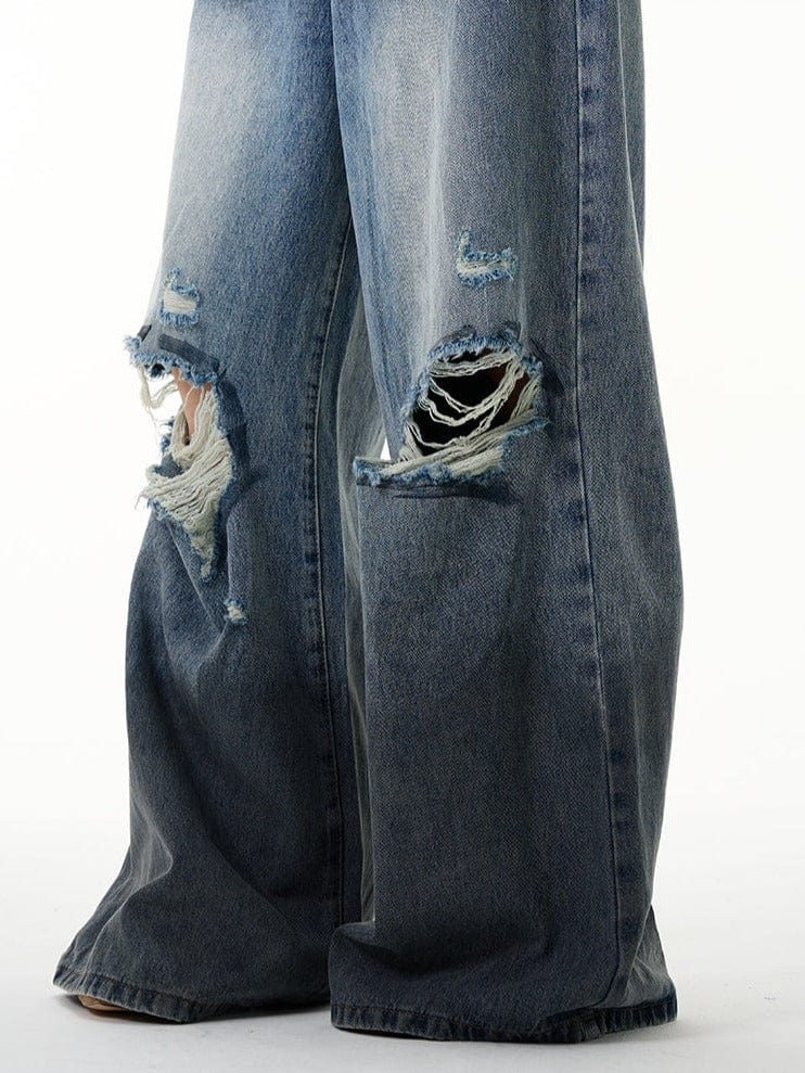 RT No. 10892 RIPPED DENIM BAGGY JEANS