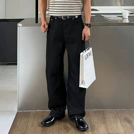 RT No. 40006 BLACK WIDE STRAIGHT JEANS