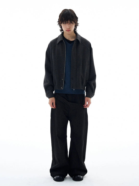 RT No. 25038 MINATO GRAY WOOLEN ZIPPER JACKET