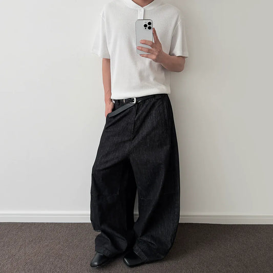 RT No. 40838 SILHOUETTE BAGGY DRAPE DENIM JEANS