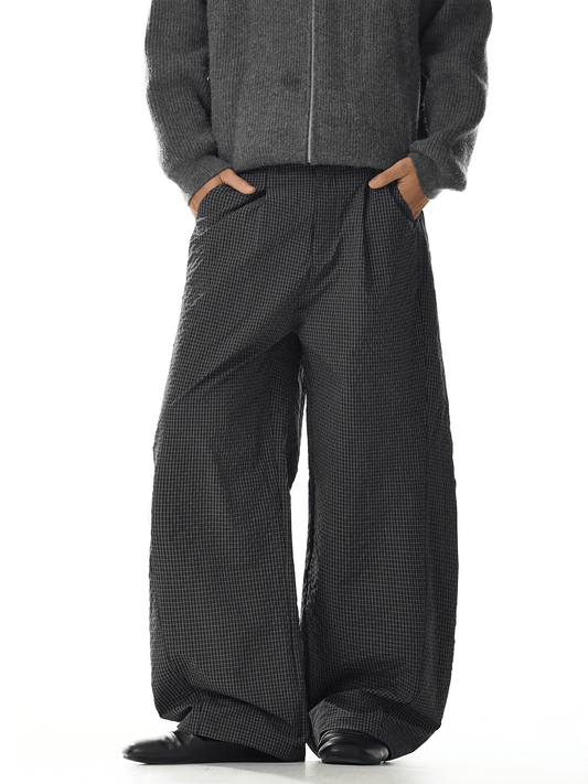 RT No. 32010 PLEATED PLAID SCIMITAR STRAIGHT PANTS