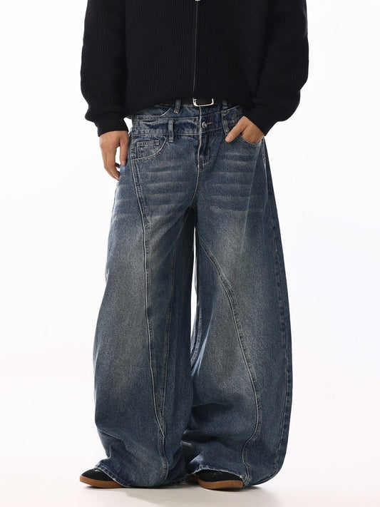 RT No. 58043 RECONSTRUCTED SCIMITAR WIDE DENIM JEANS