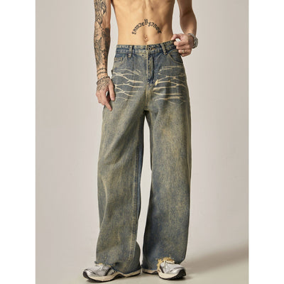 RT No. 11265 DISTRESSED WASHED STRAIGHT DENIM JEANS